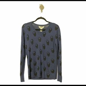 Magaschoni Cashmere Blend Skull Sweater Blue SMALL